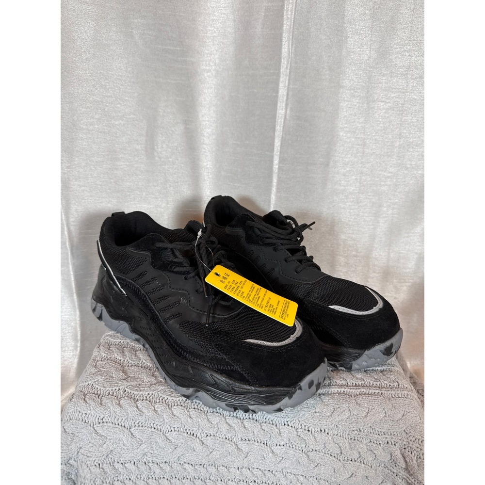 RAYDLINX Men's Black Suede Chunky Sole steel toe Sneakers Size EU 44/ US 10.5/11